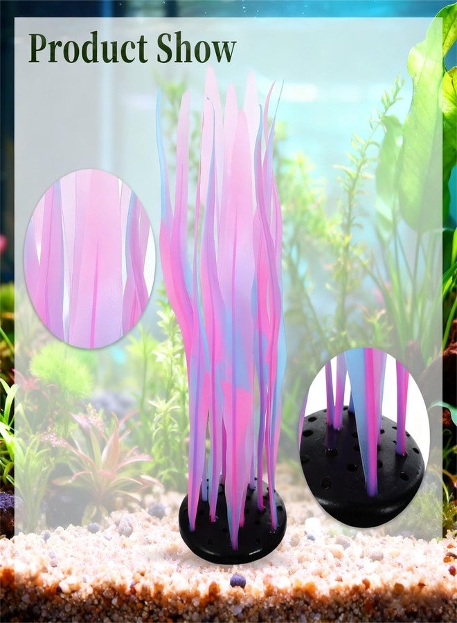 Civore Aquarium Decor,2Pcs Pink Glowing Kelp Plant, Soft Silicone Fluorescence Coral Decor, Safe Glowing Fish Tank Ornaments for Freshwater/Saltwater - Image 3